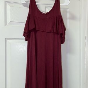 Cold shoulder maroon dress